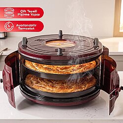 Termostatlı Çift Tepsili Yuvarlak Davul Fırın - 2